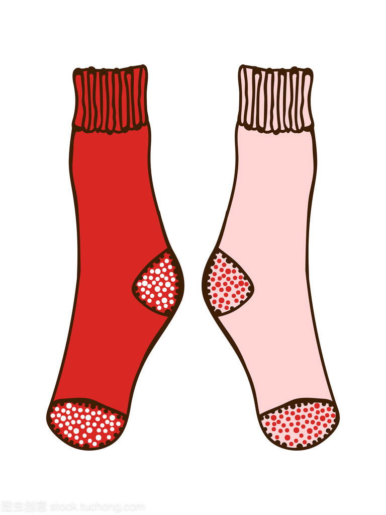 嘟嘟雙彩色襪子。插圖設計